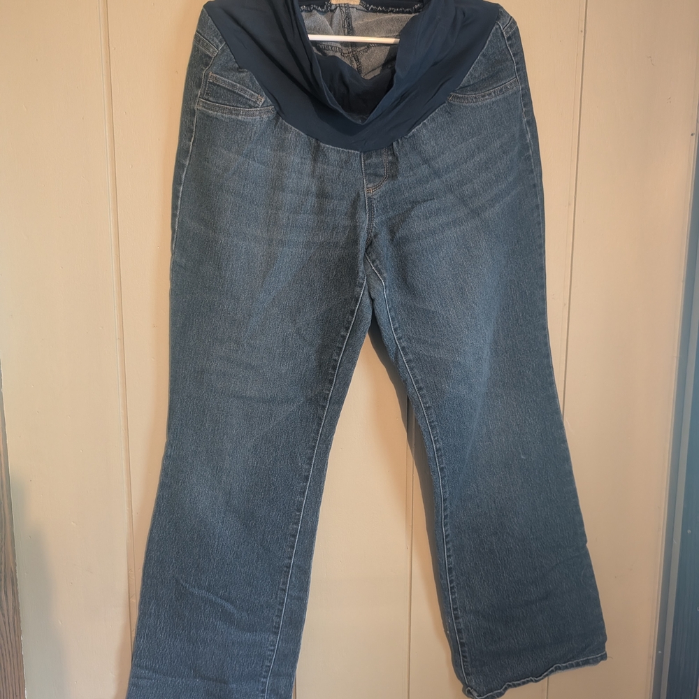 Indigo Blue Flare Maternity Jeans 1x (14/16?)
